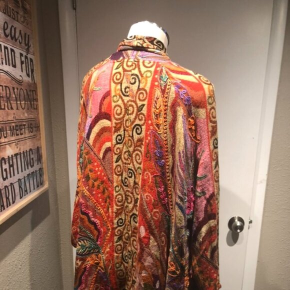 LIKE NEW KIMONO HAND EMBROIDERED WOMENS MEDIUM BY ANU - Picture 5 of 12